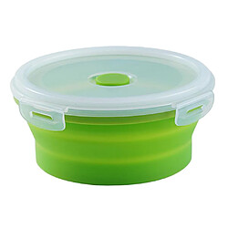 Acheter Conteneur De Nourriture Rond Stockage Pliable Bol De Camping Micro-ondes Réfrigérateur Moyen 500 Ml Vert