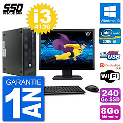 PC HP EliteDesk 800 G1 Ecran 19" Core i3-4130 RAM 8Go SSD 240Go Windows 10 Wifi · Occasion 