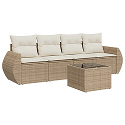 vidaXL Salon de jardin avec coussins 5 pcs beige résine tressée