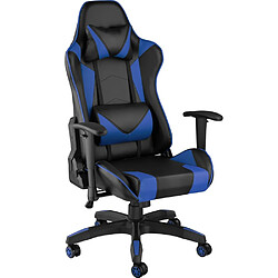 Helloshop26 Fauteuil de bureau chaise siège sport gamer noir/bleu 08_0000370 