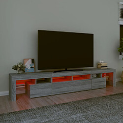 Maison Chic Meubles TV avec lumières LED - Banc TV pour salon Sonoma gris 230x36,5x40 cm -MN96274 pas cher