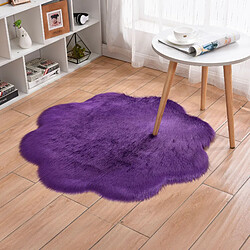 LUUCOZK Tapis moelleux en fausse fourrure, tapis à poils longs pour chambre à coucher, salon, violet-30x30CM fleurs de prunier 