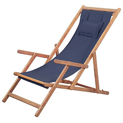 Maison Chic Chaise pliable de plage pour relaxTissu et cadre en bois Bleu -GKD35340