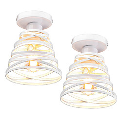 Stoex 2PCS Plafonnier Rétro Moderne Lustre D'Intérieur Lampe de Plafond Vintage Luminaire Plafonnier en Métal Blanc, E27 Pour Bureau, Salon