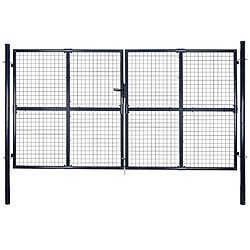 vidaXL Portail en maille de jardin Acier galvanisé 289x175 cm Gris