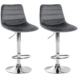 Non Lot de 2 tabourets de bar Lex velours chrome