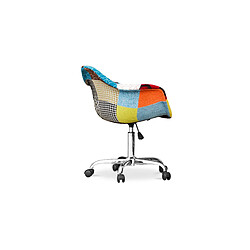 ICONIK INTERIOR Chaise de bureau avec accoudoirs - Chaise de bureau à roulettes - Tapissée en patchwork - Patty Multicolore pas cher