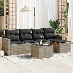 vidaXL Salon de jardin 6 pcs avec coussins gris clair résine tressée 