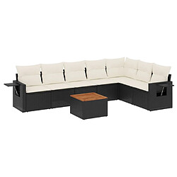 vidaXL Salon de jardin 8 pcs avec coussins noir résine tressée