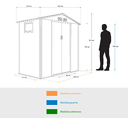 Acheter Abri de Jardin en Métal Gardiun Surrey 2,71 m2 Extérieur 213x127x211 cm en Acier avec Fenêtre Latérale et Effect Bois Grainé