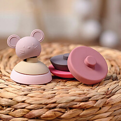 Culbuto empilable souris rose silicone - Nattou