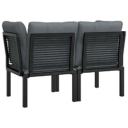 Maison Chic Lot de 2 Chaises d'angle de jardin avec coussins noir/gris -MN19145 pas cher