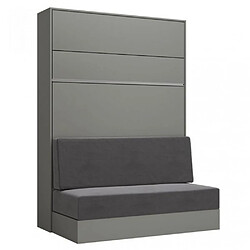 Inside 75 Armoire lit escamotable GENIUS SOFA gris mat canapé gris couchage 140*200 