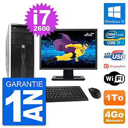 PC Tour HP Pro 6300 CMT Ecran 22" i7-2600 RAM 4Go Disque Dur 1To Windows 10 Wifi · Occasion 