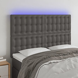 Maison Chic Tête de lit scandinave à LED,meuble de chambre Gris 144x5x118/128 cm Similicuir -MN73537