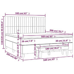 vidaXL Sommier à lattes de lit avec matelas Crème 160x200 cm Tissu pas cher