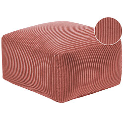 Beliani Pouf en velours côtelé rouge clair 50 x 50 x 30 cm MUKKI 