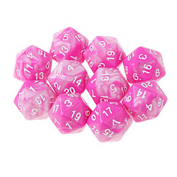 Avis 10pcs / set 20 face d20 dés pour jeu donjons et dragons rose blanc