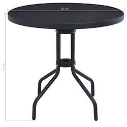 Avis vidaXL Table de jardin Noir 80 cm Acier et verre