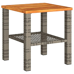 Maison Chic Table de jardin | Table d'extérieur gris 40x40x42 cm résine tressée et bois acacia -GKD52106