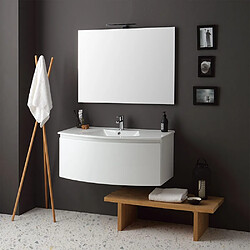 Kiamami Valentina ARMOIRE DE TOILETTE SUSPENDUE COURBE CM102 LAQUÉ BLANC LAVABO ET MIROIR | RIVA 