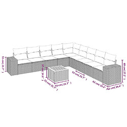 Avis vidaXL Salon de jardin avec coussins 10 pcs gris résine tressée