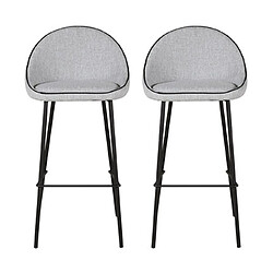 Mes Lot de 2 chaises de bar H75 cm en tissu gris clair - ABAYA