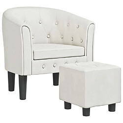 Maison Chic Fauteuil cabriolet et repose-pieds,Fauteuil luxe pour relax blanc similicuir -MN63324