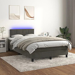 vidaXL Sommier à lattes de lit avec matelas LED Gris foncé 120x200 cm 