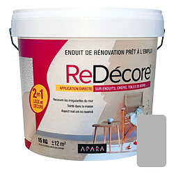 Apara Enduit décoratif, rénovation rapide, 2 en 1, lisse et décore sur plâtre, peintures, crépis, fibres, toile de verre-10 x 15 Kg-Béton (RAL 7047)