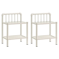 Maison Chic Lot de 2 Tables de chevet,Table de nuit,Table d'appoint pour salon Blanc et transparent Métal et verre -MN75145