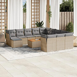 Maison Chic Ensemble Tables et chaises à dîner d'extérieur 13 pcs avec coussins,Salon de jardin mélange beige résine tressée -GKD131254