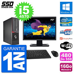 PC Fujitsu E720 E85+ DT Ecran 19" i5-4570 RAM 16Go SSD 480Go Windows 10 Wifi · Occasion 