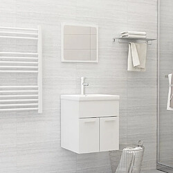 vidaXL Ensemble de meubles de salle de bain Blanc brillant Aggloméré