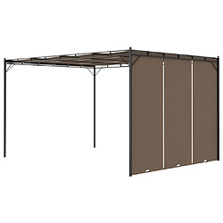 Acheter vidaXL Belvédère de jardin avec rideau latéral 4x3x2,25 m Taupe