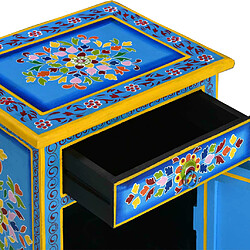 Acheter Maison Chic Table de chevet,Table de nuit,Table d'appoint pour salon Bois de manguier Turquoise Peinture à la main -MN44359