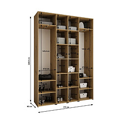 Acheter Abiks Meble Armoire à portes battantes Como 4 245,5/170/40 4 portes (cachemire/noir)