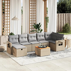 vidaXL Salon de jardin avec coussins 8pcs mélange beige résine tressée 