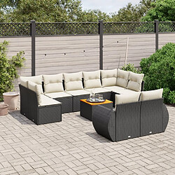 Maison Chic Salon de jardin 10 pcs avec coussins, Ensemble Tables et chaises d'extérieur noir résine tressée -GKD584325