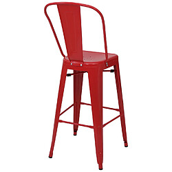 Mendler 4x tabouret de bar HWC-A73, chaise de comptoir avec dossier, métal, design industriel ~ rouge pas cher