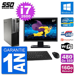 PC Lenovo M91p SFF Ecran 27" Intel i7-2600 RAM 16Go SSD 480Go Windows 10 Wifi - Occasion