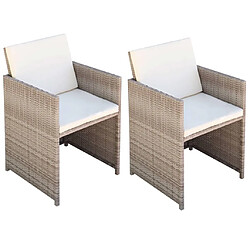 vidaXL Chaises de jardin lot de 2 avec coussins Résine tressée Beige