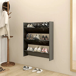 vidaXL Armoire à chaussures murale gris brillant bois d'ingénierie 