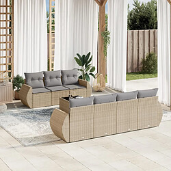 Maison Chic Salon de jardin avec coussins 8 pcs | Ensemble de Table et chaises | Mobilier d'Extérieur beige résine tressée -GKD31051