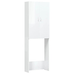 Maison Chic Meuble rangement de salle de bain | Meuble pour machine à laver | Armoire murale de bain Blanc brillant 64x25,5x190 cm -GKD39054