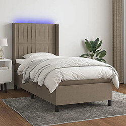 vidaXL Sommier à lattes de lit matelas et LED Taupe 100x200 cm Tissu