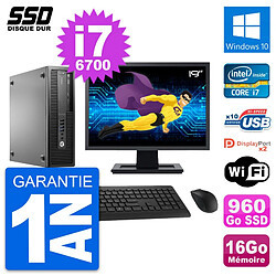 PC HP EliteDesk 800 G2 SFF Ecran 19" i7-6700 RAM 16Go SSD 960Go Windows 10 Wifi · Occasion 