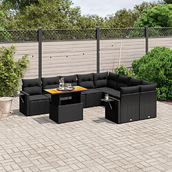 Maison Chic Salon de jardin 10 pcs avec coussins, Ensemble Tables et chaises d'extérieur noir résine tressée -GKD712957