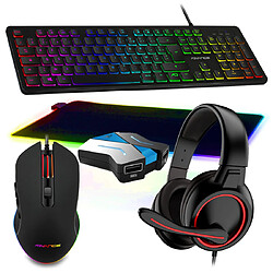 Pack Gamer Clavier Souris Tapis LED Convertisseur Casque GTA 210 Switch, PS4, XB1 X et S, PC