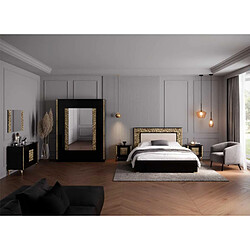 Dansmamaison Chambre complète 160x200 Noir brillant/Or - NAHESA